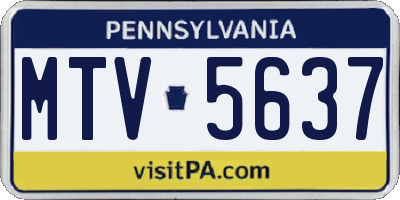 PA license plate MTV5637