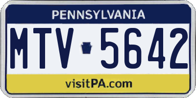 PA license plate MTV5642