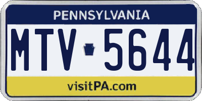 PA license plate MTV5644