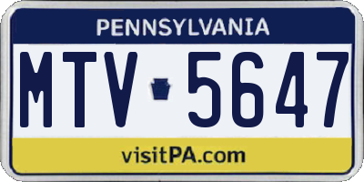 PA license plate MTV5647