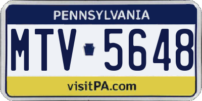 PA license plate MTV5648