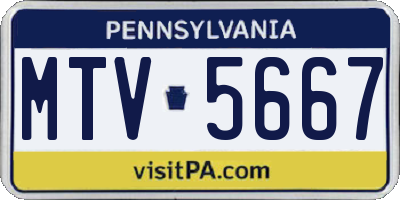 PA license plate MTV5667