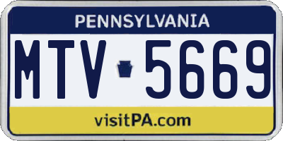 PA license plate MTV5669