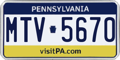 PA license plate MTV5670