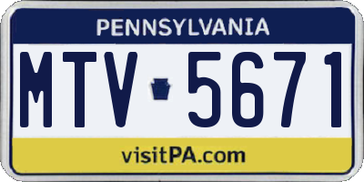 PA license plate MTV5671