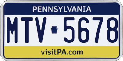 PA license plate MTV5678
