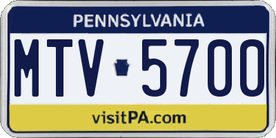 PA license plate MTV5700