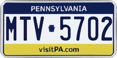 PA license plate MTV5702