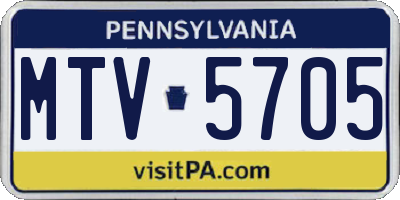 PA license plate MTV5705