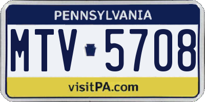 PA license plate MTV5708