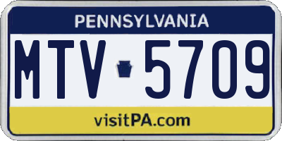 PA license plate MTV5709