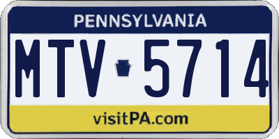 PA license plate MTV5714