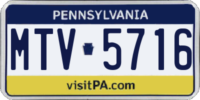 PA license plate MTV5716