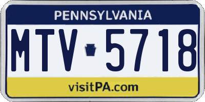 PA license plate MTV5718