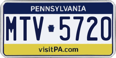PA license plate MTV5720