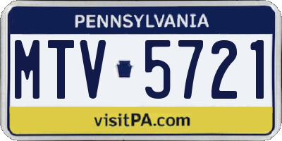 PA license plate MTV5721