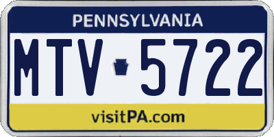 PA license plate MTV5722