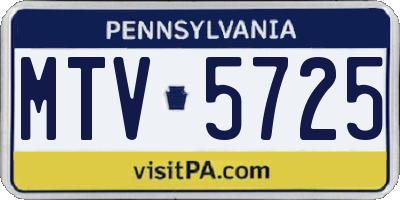 PA license plate MTV5725