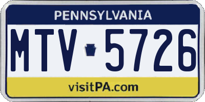 PA license plate MTV5726