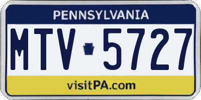 PA license plate MTV5727