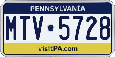 PA license plate MTV5728