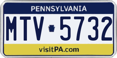 PA license plate MTV5732