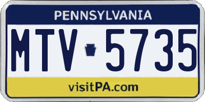 PA license plate MTV5735