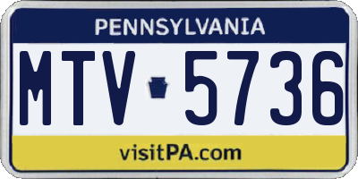 PA license plate MTV5736