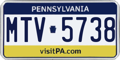 PA license plate MTV5738