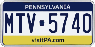 PA license plate MTV5740