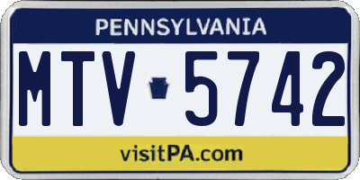 PA license plate MTV5742