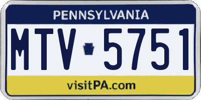PA license plate MTV5751