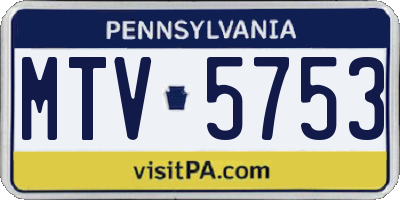 PA license plate MTV5753