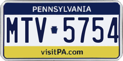PA license plate MTV5754