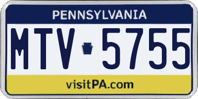 PA license plate MTV5755