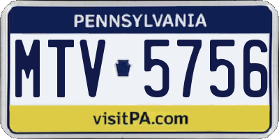 PA license plate MTV5756