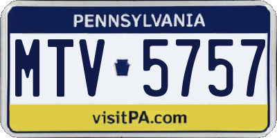 PA license plate MTV5757