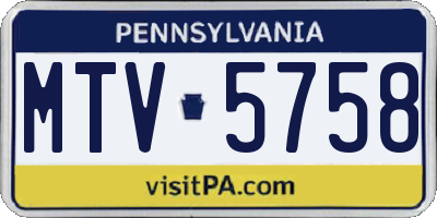 PA license plate MTV5758