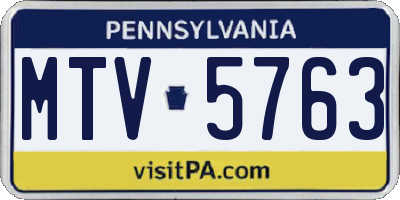 PA license plate MTV5763