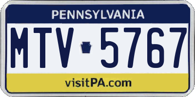 PA license plate MTV5767