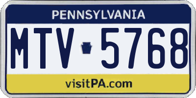PA license plate MTV5768
