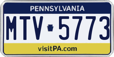 PA license plate MTV5773