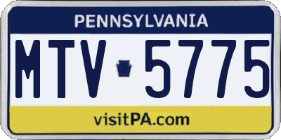 PA license plate MTV5775