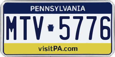 PA license plate MTV5776