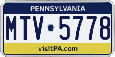 PA license plate MTV5778