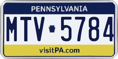 PA license plate MTV5784