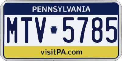 PA license plate MTV5785