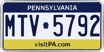 PA license plate MTV5792