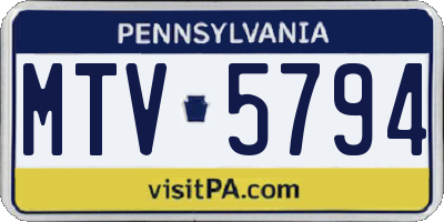 PA license plate MTV5794
