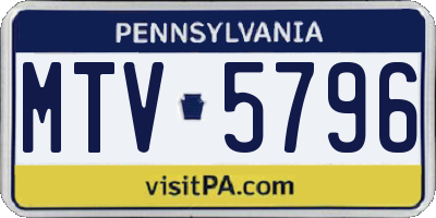 PA license plate MTV5796